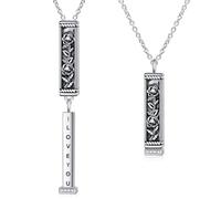 DAOCHONG Collier « Je t'aime » en argent sterling, pendentif barrette rose, message caché gravé, finition oxydée, bijou secret, cadeau romantique pour un anniversaire ou la Saint-Valentin.