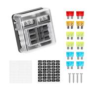 Daoco Boîte à fusibles anodes positives et négatives - Couvercle transparent - Porte-fusible avec voyant LED - Pour voiture, marine, bateau - Utilisation à 6 compartiments - 12 compartiments en option