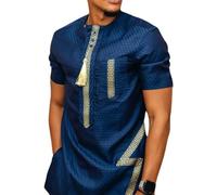 DaoGeSir Chemise Africaine Dashiki Traditionnelle, Tenues Traditionnelles, Mode Hauts T-Shirts Affaires Survêtement Coupe Slim Costume Africain Coupe Ajustée Fête Des Traditions Vêtements (Size : L)