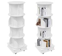 DAOHHFO Bibliothèque rotative à 360° - Petite bibliothèque d'angle pour petits espaces - 4 étages - Étagère à livres indépendante - Étagère étroite - Organisateur de bibliothèque multifonction (blanc,