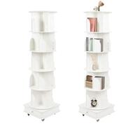 DAOHHFO Bibliothèque rotative à 360° - Petite bibliothèque d'angle pour petits espaces - 5 étages - Étagère à livres indépendante - Étagère étroite - Organisateur de bibliothèque multifonction (blanc,