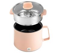 DAOHHFO Casserole électrique de 1,7 l avec cuiseur à vapeur, mini multicuiseur 220 V, poêle antiadhésive portable avec double contrôle de puissance, pour voyage, poêle à frire électrique pour la