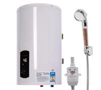 DAOHHFO Chauffe-eau électrique à accumulateur d'eau chaude 220 V, 30 l, chauffe-eau mural, avec protection contre les fuites, douche pratique et affichage de la température, 2000 W (blanc, 30 l)