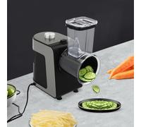 DAOHHFO Coupe-légumes électrique avec 5 lames de tambour interchangeables, 1000 W, pour fruits et légumes, carottes, noix, râpe de cuisine