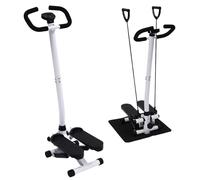 DAOHHFO Machine à stepper d'exercice pour la maison, 150 kg, machine à pas debout avec guidon, noire, hauteur réglable, avec écran, bandes de résistance de 90 cm