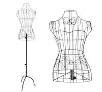 DAOHHFO Mannequin de couture en métal noir - Buste vintage - Mannequin de vitrine vintage - Mannequin noir pour magasin de vêtements, couture - Hauteur réglable de 140 à 160 cm