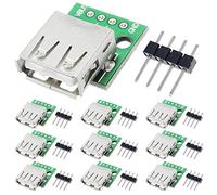 DAOKAI 10 Pcs USB Type A Femelle vers Adaptateur DIP 2.54mm 4 Broches USB 2.0 Type A Prise vers Convertisseur DIP Carte de Déploiement pour DIY Alimentation avec Embase 40 Broches