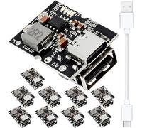 DAOKAI 10 pièces Convertisseur élévateur USB Type-C 5V 2A, module d'alimentation élévateur, affichage LED de charge et de décharge, carte de protection de charge de batterie au lithium intégrée