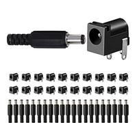 DAOKAI 20PCS DC-005 Power Jack 5.5mm x 2.1mm 3 Pins PCB Mount DC Socket Connecteur Noir avec 20PCS 5.5 x 2.1mm DC Male Plug