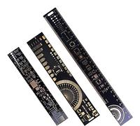DAOKAI 3PCS PCB Ruler 3Sizes 15/20/25cm 5.9/7.8/9.8in Règle d'ingénierie multifonctionnelle Résistance Condensateur Puce IC Outil de mesure Règle de carte de circuit imprimé