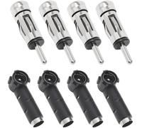 DAOKAI 4pcs Car Aerial Antenna Adapter(Silver) + 4pcs Car Aerial Connector(Black) ISO Socket to DIN Radio Plug Connector Head Unit Stereo Receiver for Most Car Radios