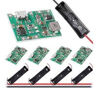 DAOKAI 5 pcs Module Chargeur de Batterie 18650 Lithium Li-ION Chargeur de Batterie 3.7V 4.2V à 27V Réglable + 5 pcs 18650 Support de Batterie avec 26AWG Câble Rouge et Noir