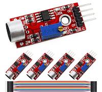 DAOKAI 5PCS Module de capteur de microphone haute sensibilité Module de commutation de commande de détection de son à deux canaux PIC AVR (rouge) DC5V pour Arduino, avec fil Dupont