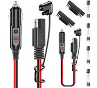 DAOKAI Allume-cigarette,Câble chargeur de batterie SAE,12V 15A/20A Allume-cigarette mâle vers SAE Quick Release Adapter Extension Charging Cable 16AWG 30cm-2pcs
