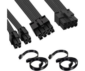 DAOKAI Câble CPU pour Corsair,câble d'alimentation CPU EPS mâle à mâle 8 Broches vers 8 et 4+4 Broches, 60 cm/23,62 Pouces, pour Thermaltake, pour ARESGAME Power (60 cm + 20 cm)
