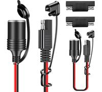 DAOKAI Câble de chargeur de batterie SAE, prise allume-cigare 12V-24V 16AWG, prise allume-cigare femelle de voiture vers adaptateur SAE 2 broches à déconnexion rapide - 2 pièces