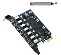 DAOKAI Carte PCIE USB 3.0, carte d'extension PCIe 7 ports Type-A 5 Gbit/s, adaptateur hub, adaptateur contrôleur interne, pour ordinateur de bureau, compatible Windows et Linux