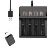 DAOKAI Chargeur de Batterie 18650,Chargeur Universel Intelligent 4 Baie Affichage LED Compatible 26650 21700 18650 18490 16340 14500 10440 pour Batterie Rechargeable Li-ion 3.7V