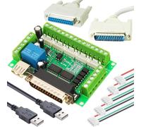 DAOKAI CNC-Breakout-Board 5-Achsen-CNC-Schrittmotor-Schnittstellenplatine Breakout-Board Mach3 mit XH2.54 4P-Kabel Double-USB-Kabel DB25-Stecker-auf-Buchse-Kabel