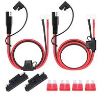 DAOKAI Connecteur de batterie SAE,2FT/5FT SAE to O Ring Terminal Harness 16AWG Quick Connect/Disconnect,avec fusible de protection 10A,pour voitures, motos et tracteurs - 4PCS