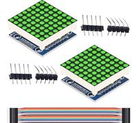 DAOKAI Dot Matrix Module 8x8 Dot Matrix LED Display Single Green Light MCU Control Driver Board with Cable for Arduino Microcontroller(2pcs)