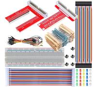 DAOKAI GPIO Kit de carte d'extension pour Raspberry Pi 3 4 3B+ 3B 2B B+ A+ Zero w, carte adaptateur GPIO de type T/U + planche à pain + câble ruban arc-en-ciel + résistances