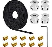 DAOKAI GT2 Courroie de Distribution Longueur 2M,Courroie de Distribution Ouverte pour Imprimante 3D Pas de 2mm 6mm de Large + 20 Dents GT2 Poulie de Courroie de Distribution Roue + Manchon en Cuivre