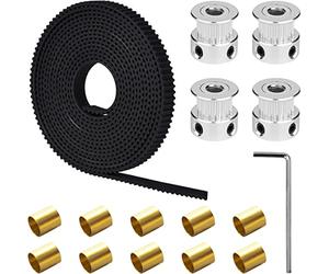 DAOKAI GT2 Courroie de Distribution Longueur 2M,Courroie de Distribution Ouverte pour Imprimante 3D Pas de 2mm 6mm de Large + 20 Dents GT2 Poulie de Courroie de Distribution Roue + Manchon en Cuivre