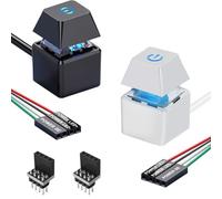 DAOKAI Interrupteur d'alimentation PC Bouton d'alimentation externe Adaptateur LED On/Off Interrupteur d'alimentation pour boîtier d'ordinateur (Noir+Blanc) avec câbles de 1.8m