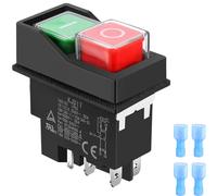 DAOKAI Interrupteur électromagnétique KJD17 220 V 16 A 5 broches SPDT Bouton-poussoir magnétique de démarrage/arrêt, interrupteur de sécurité pour outils électriques de jardinage et machines