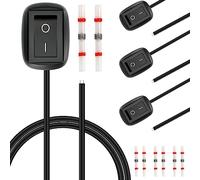 DAOKAI Interruttori fai-da-te per auto Forma di goccia d'acqua Tipo di pasta Interruttore Pulsante per auto Off/ON DC 12V Interruttore a bilanciere per montaggio superficiale Cavo da 23‘’ - 4 pièces