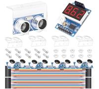 DAOKAI Kit de 5 capteurs ultrasoniques HC-SR04 avec 1 module d'affichage de distance avec support de montage, câble de connexion et écrou à vis