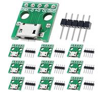 DAOKAI Lot de 10 adaptateurs micro USB femelle vers DIP 2,54 mm 5 broches USB 2.0 Prise micro USB vers convertisseur DIP pour alimentation DIY avec embase 50 broches