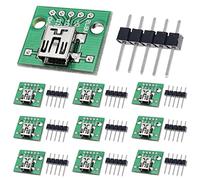 DAOKAI Lot de 10 adaptateurs mini USB femelle vers DIP 2,54 mm 5 broches USB 2.0 Mini prise USB vers convertisseur DIP pour alimentation DIY avec embase 50 broches