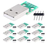 DAOKAI Lot de 10 adaptateurs USB 2.0 mâle vers DIP 2,54 mm 4 broches USB 2.0 vers DIP Converter Breakout Board pour alimentation DIY avec en-tête 40 broches