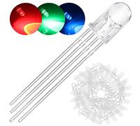 DAOKAI Lot de 100 diodes électroluminescentes LED 5 mm anode commune DC 3 V 20 mA RVB tricolore (rouge/vert/bleu) 4 broches transparentes rondes LED ampoules composants électroniques pour Arduino