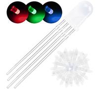 DAOKAI Lot de 100 diodes électroluminescentes LED 5 mm cathode commune DC 3 V 20 mA RVB tricolore (rouge/vert/bleu) 4 broches givrées diffuses rondes LED ampoules composants électroniques pour Arduino