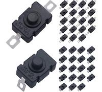 DAOKAI Lot de 40 mini interrupteurs marche/arrêt à verrouillage (20 broches plates + 20 broches incurvées), micro bouton poussoir autobloquant 1,5 A AC 250 V interrupteur KAN-28 pour lampe torche