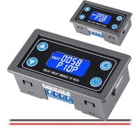 DAOKAI Module de relais à retardement Module relais temporisé DC 6-30V 12V 24V 0.01s-9999min Afficheur LCD Minuterie numérique XY-WJ01 avec câble rouge et noir 26AWG, paquet de 2