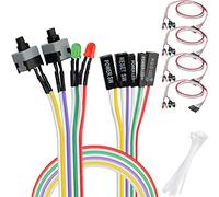 DAOKAI PC Desktop Case Off/On/Reset/HDD Switch, Desktop Computer Case Motherboard Power Button Switch Red Green LED Indicator, ATX Power Supply Reset HDD Switch Cable 27in (5 Pack)