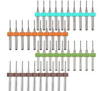 DAOKAI PCB Drill Bits Set, 0.6mm 0.8mm 1.0mm 1.2mm Spiral Flute Carbide Drill Bit, for Print Circuit Board Jewelry Beeswax Rough Stone CNC Gravure etc.(4 sets)