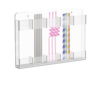 DAOKEY Support de paille pour porte d'armoire, organiseur de paille en acrylique avec crochets de suspension adhésifs, récipient de rangement réutilisable pour pailles de comptoir de cuisine