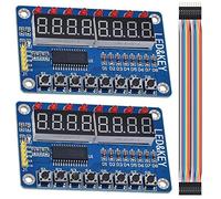 DAOKI Lot de 2 modules d'affichage TM1638 8 bits LED numérique 8 touches TM1638 pour Arduino AVR ARM avec câble Dupont