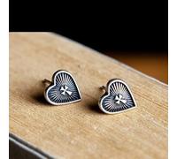 DAOMEI 925 Argent Sterling Sacré Coeur Croix Boucles d'oreilles pour Femmes À La Main Religieux Totem Oreille Broche Vintage Oreille Bijoux