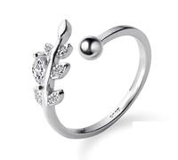 DAOMEI Bague en Argent Sterling 925 Feuille De Pierre CZ Taille Ouverte Bijoux Fins Bagues en Argent Pur Lots en Gros GIF