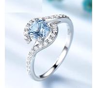 DAOMEI Créé Ciel Bleu Topaze Véritable 925 Bagues en Argent Sterling pour L'engagement Féminin Romantique Cadeau d'anniversaire De Mariée Bijoux Fins