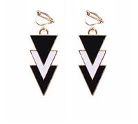 DAOMEI Nouvelle Mode Noir Blanc Multicouche Triangle Simple Longue Déclaration Clip sur Boucles d'oreilles Femmes Bijoux
