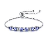 DAOMEI Véritable 925 Bijoux en Argent Créé Tanzanite Bracelet Charme Vintage Chaîne Lien Bracelets Bracelets pour Femmes Cadeaux De Mariage