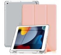 DAORANGE Coque pour iPad 9ème/ 8ème/ 7ème Génération (10,2 Pouces, 2021/2020/2019), Étui en Cuir PU Ultrafin et Léger avec Porte-Stylo, Support Trois Volets et Veille/Réveil Automatique (Rose)