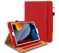 DAORANGE Coque pour iPad 9ème/ 8ème/ 7ème Génération 10.2 Pouces 2021/2020/ 2019, Étui Protecteur en Cuir PU avec Veille/Réveil Automatique, Étui avec Multi-Angle, Porte-Documents (Rouge)